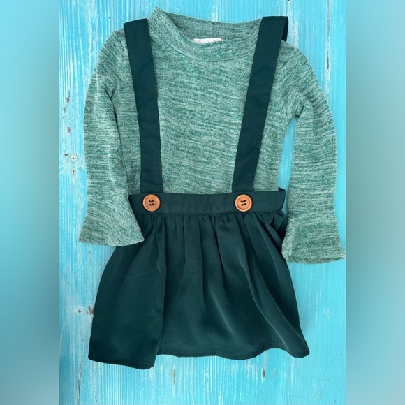 Bailey’s Blossoms Daphne Suspender Skirt Hunter Green Size 6-9 Months - Picture 3 of 3